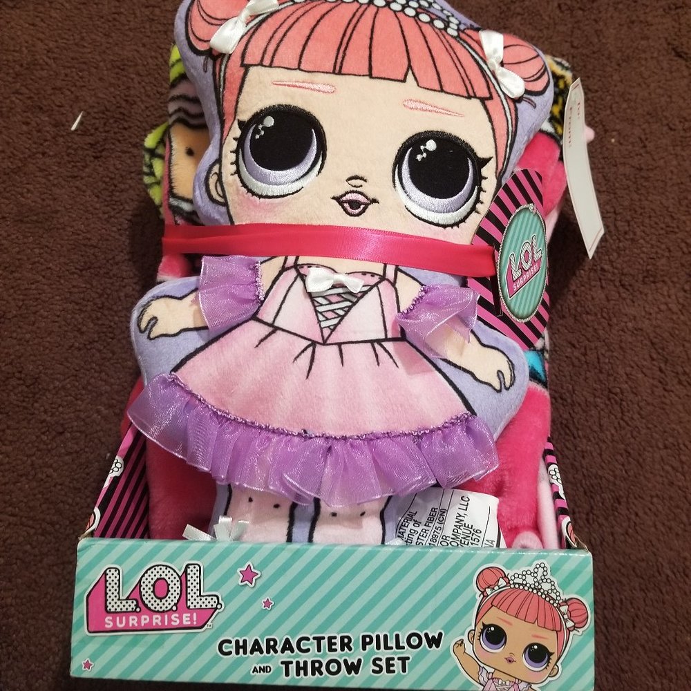 L.O.L. Surprise character pillow character and throw blanket  LOL Doll set